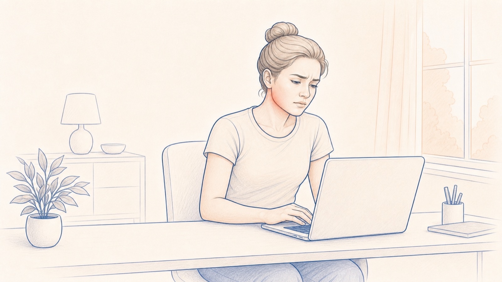 Illustration: konzentriertes Arbeiten am Bildschirm