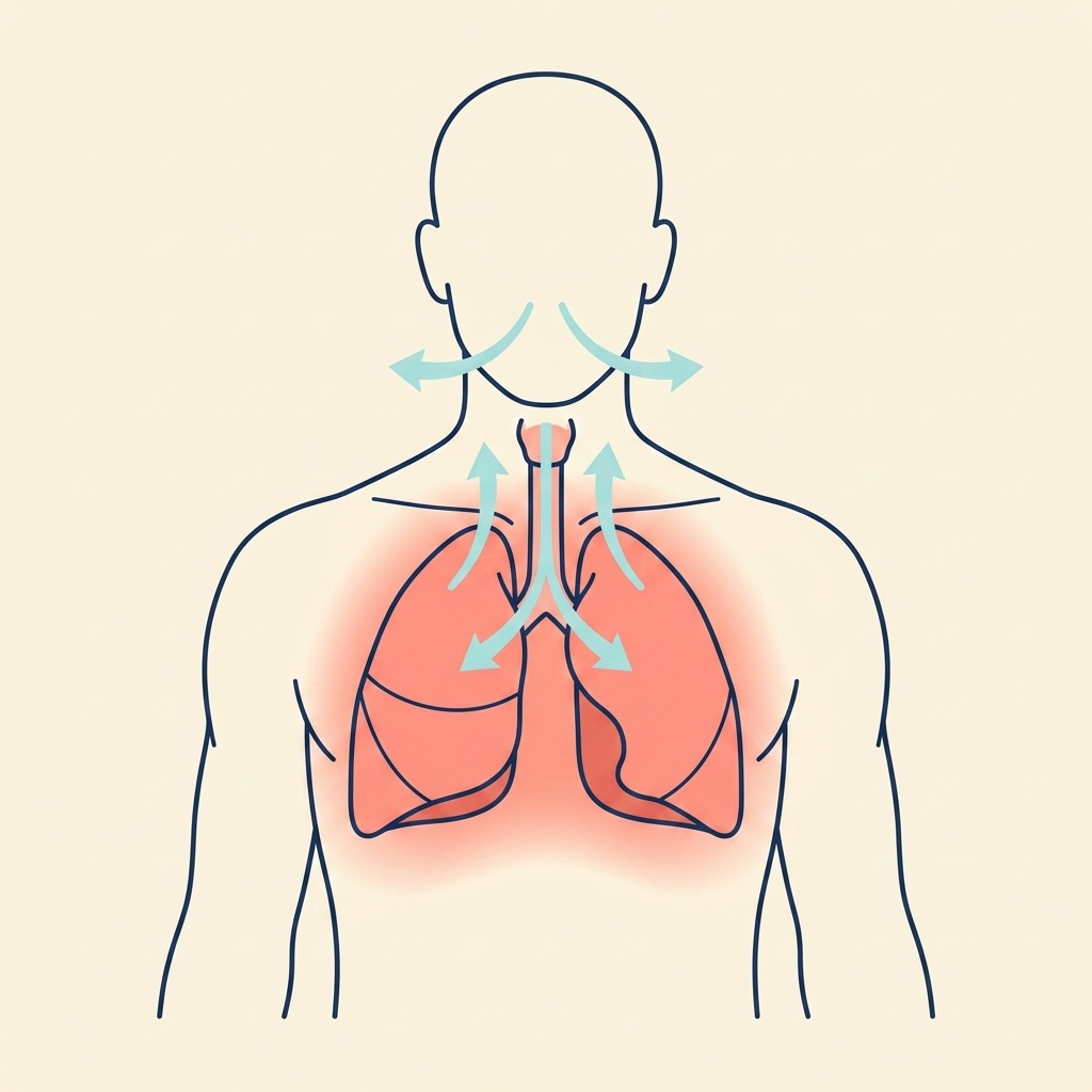 Anatomie-Illustration: Brustkorb und Atmung