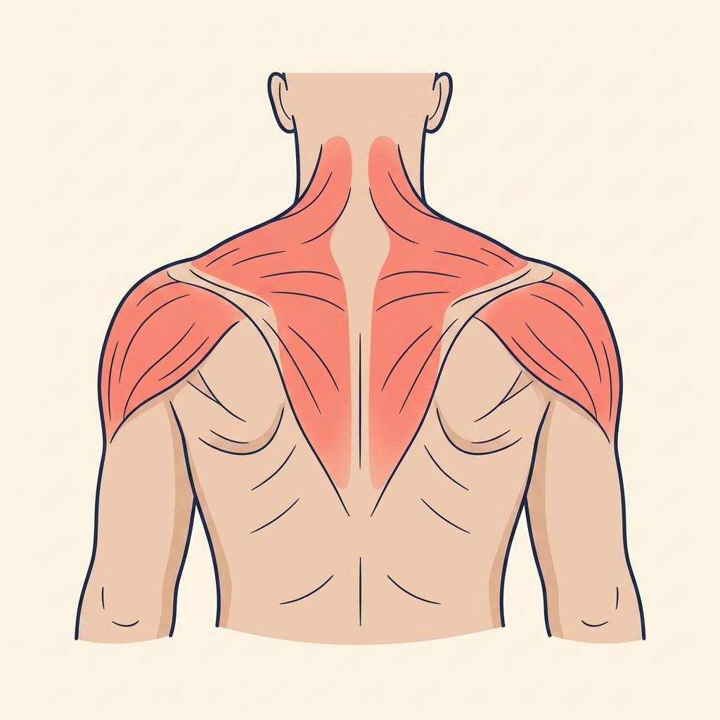 Anatomie-Illustration: Schulterbereich hervorgehoben