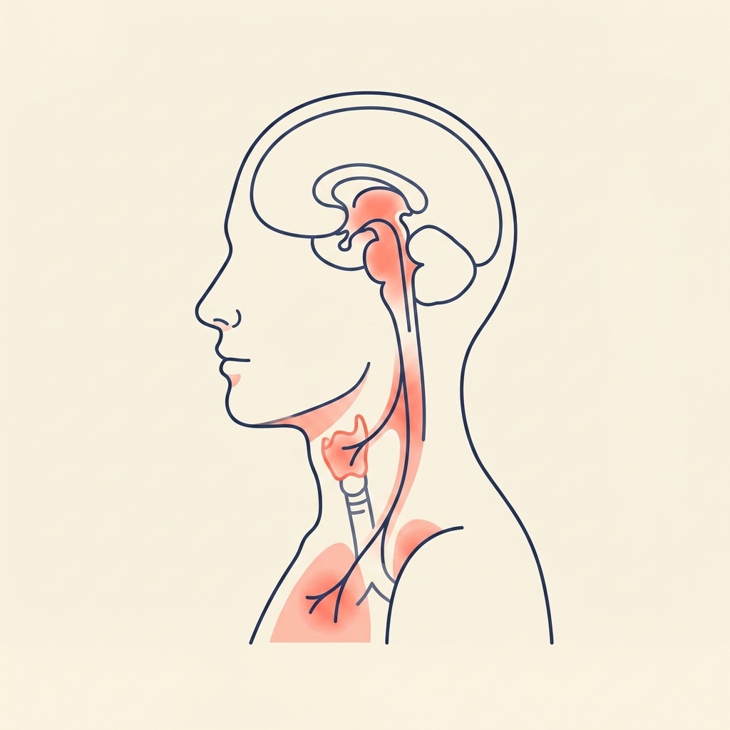 Anatomie-Illustration: Verlauf des Vagusnervs
